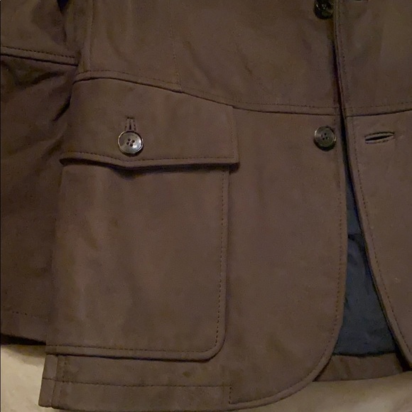 Strellson khaki brown leather/suede coat - Picture 6 of 10